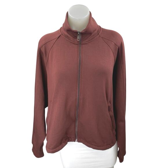 Abercrombie & Fitch YPB Women's Brown Long Sleeve Zip Up Bomber Coat Jacket L - Picture 1 of 3